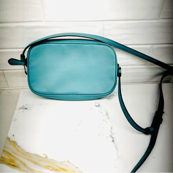 COACH BLUE GREEN LEATHER ICE CREAM SUNDAE CROSSBODY BAG POUCH - Picture 4 of 8